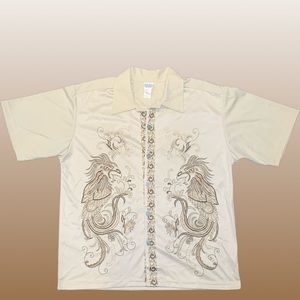 Y2K Anchor Blue Dragon Button Up Shirt